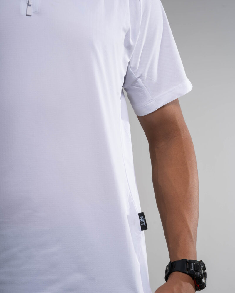 White Short-sleeve Athletic Polo T-Shirt - Image 3