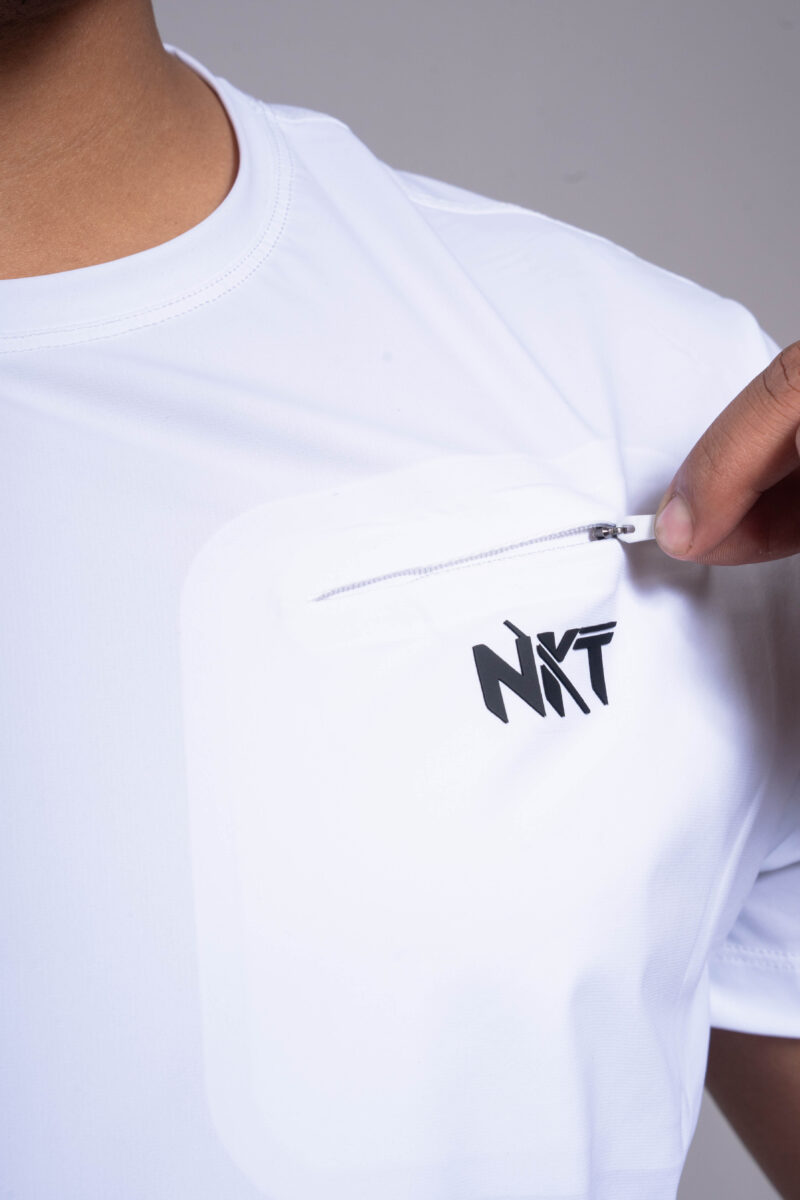 White Sporty Regular Fit Round Neck T-shirt - Image 4