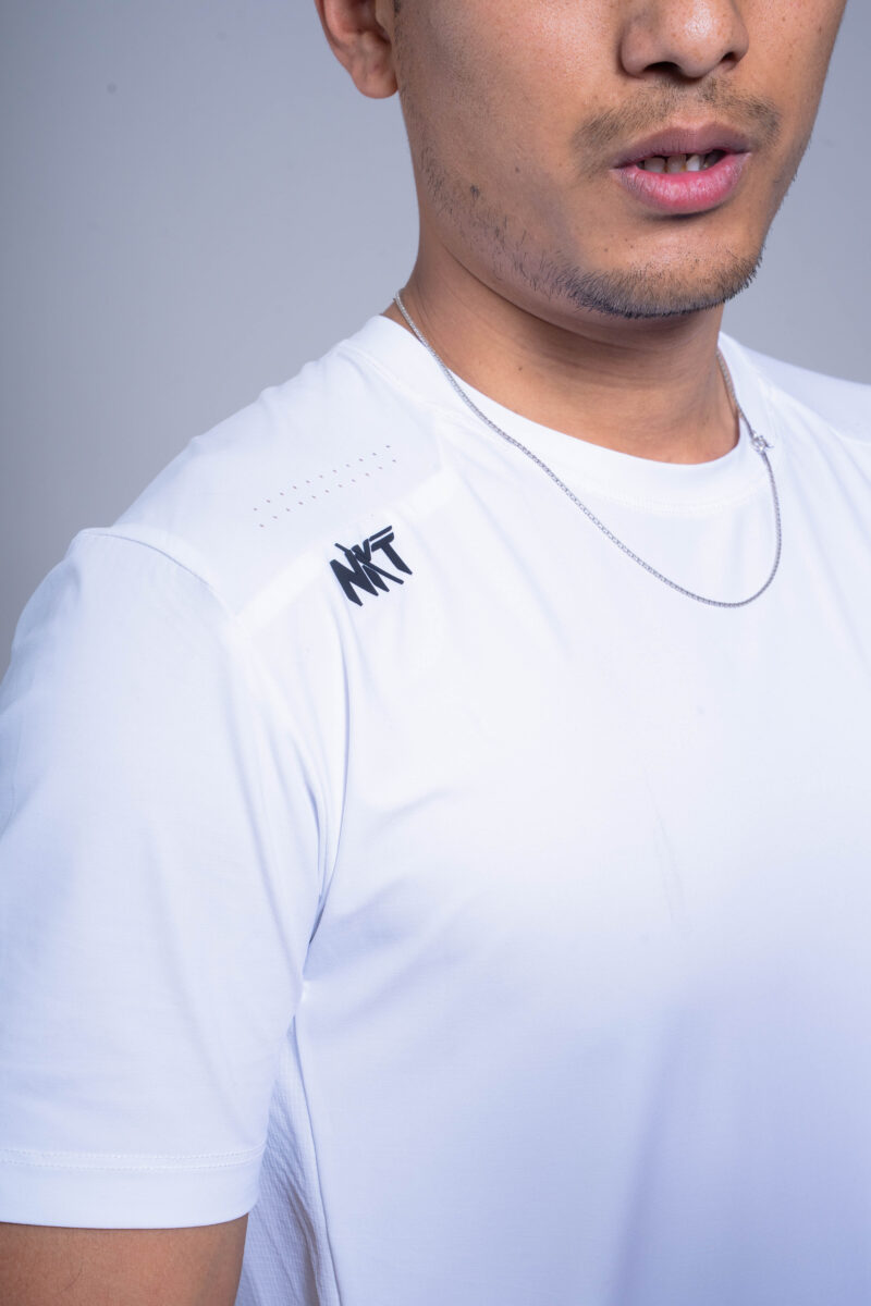 White Regular Fit Round Neck Sports T-shirt - Image 2