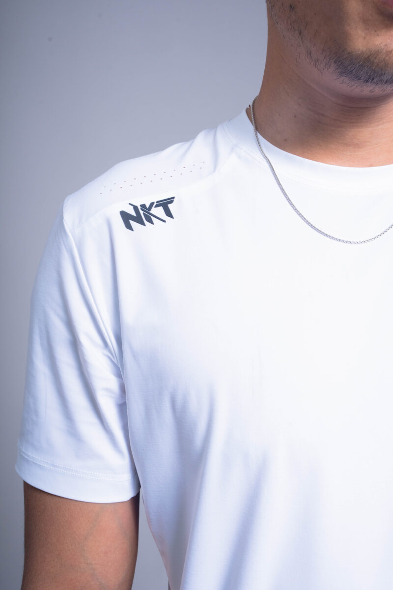 White Regular Fit Round Neck Sports T-shirt - Image 4