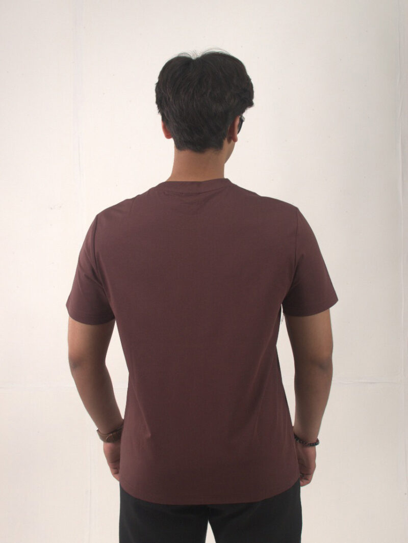 Round Neck Regular-fit Maroon Crew Neck T-shirt - Image 4