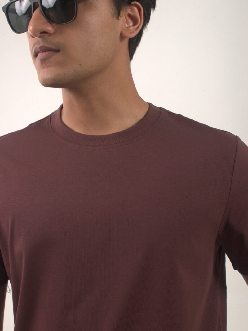 Round Neck Regular-fit Maroon Crew Neck T-shirt - Image 3