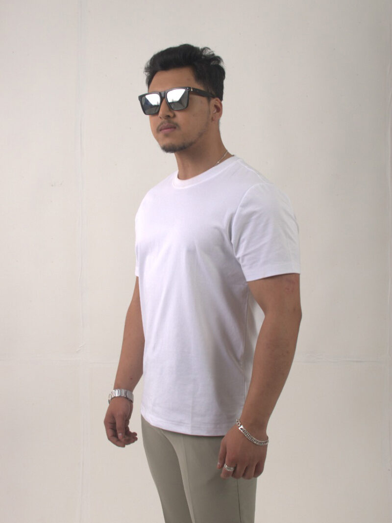 Round Neck Regular-fit Cream Crew Neck T-shirt - Image 5