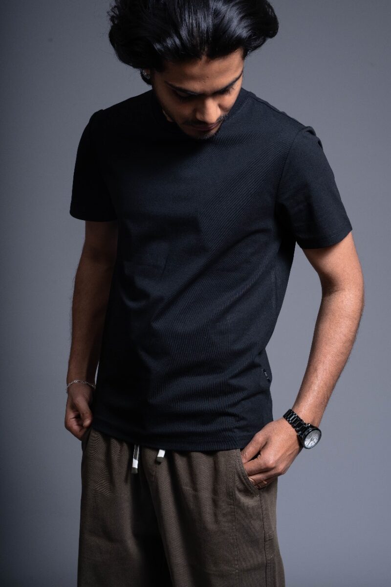 Plain Drop Shoulder Green Round Neck Short Sleeve T-shirt - Image 8