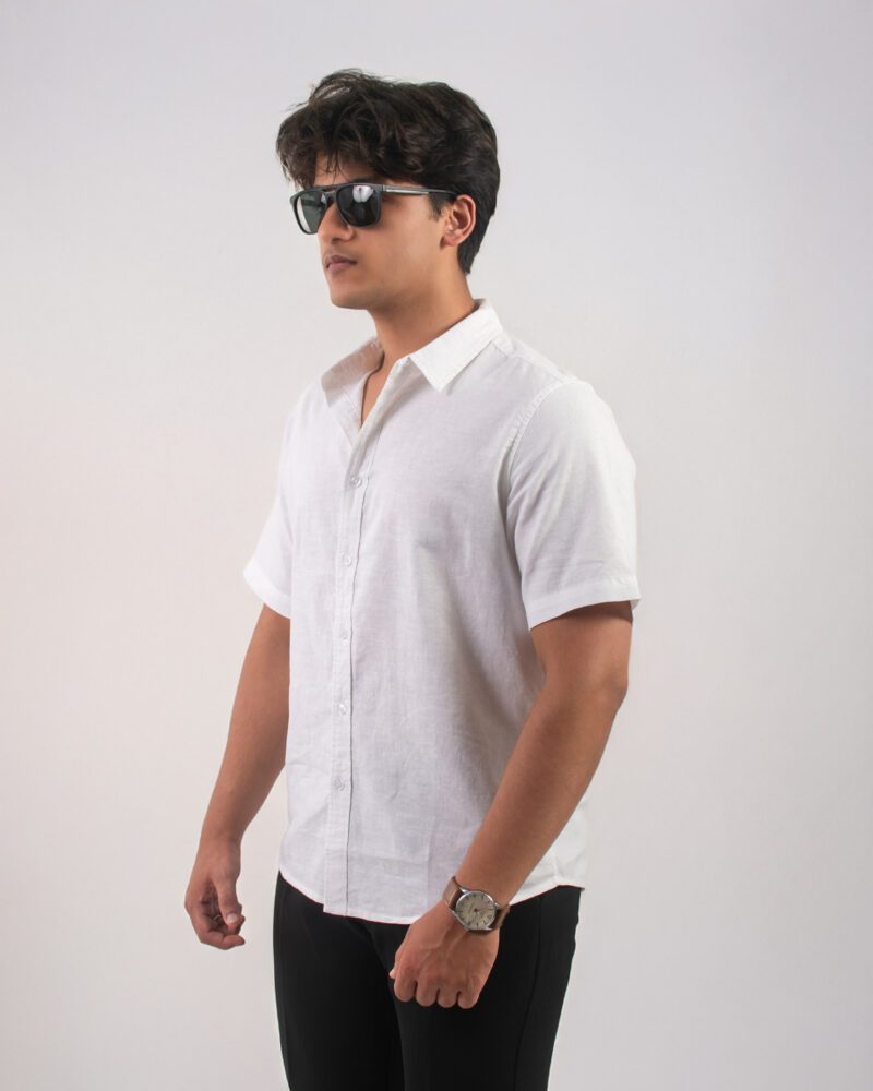 Casual short-sleeved white shirt - Image 3