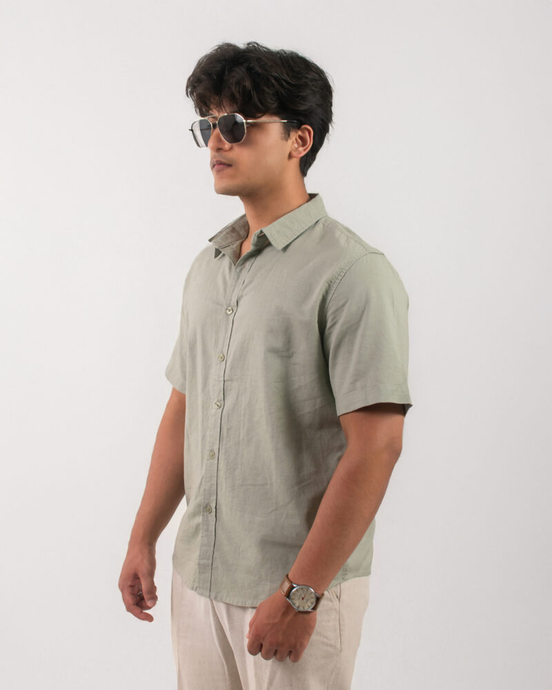 Light Green Short-Sleeve Casual shirt - Image 3