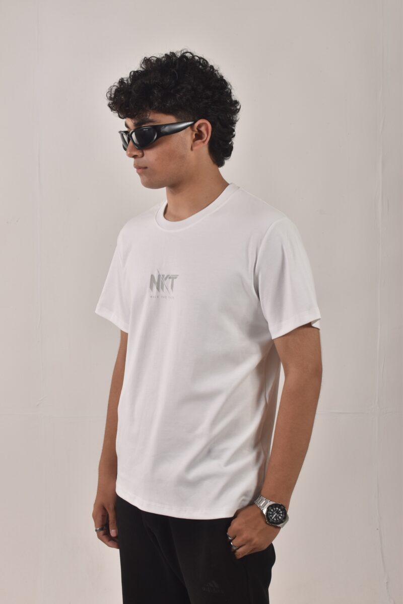 White Glow in the dark T-Shirt Chest Logo - Image 4
