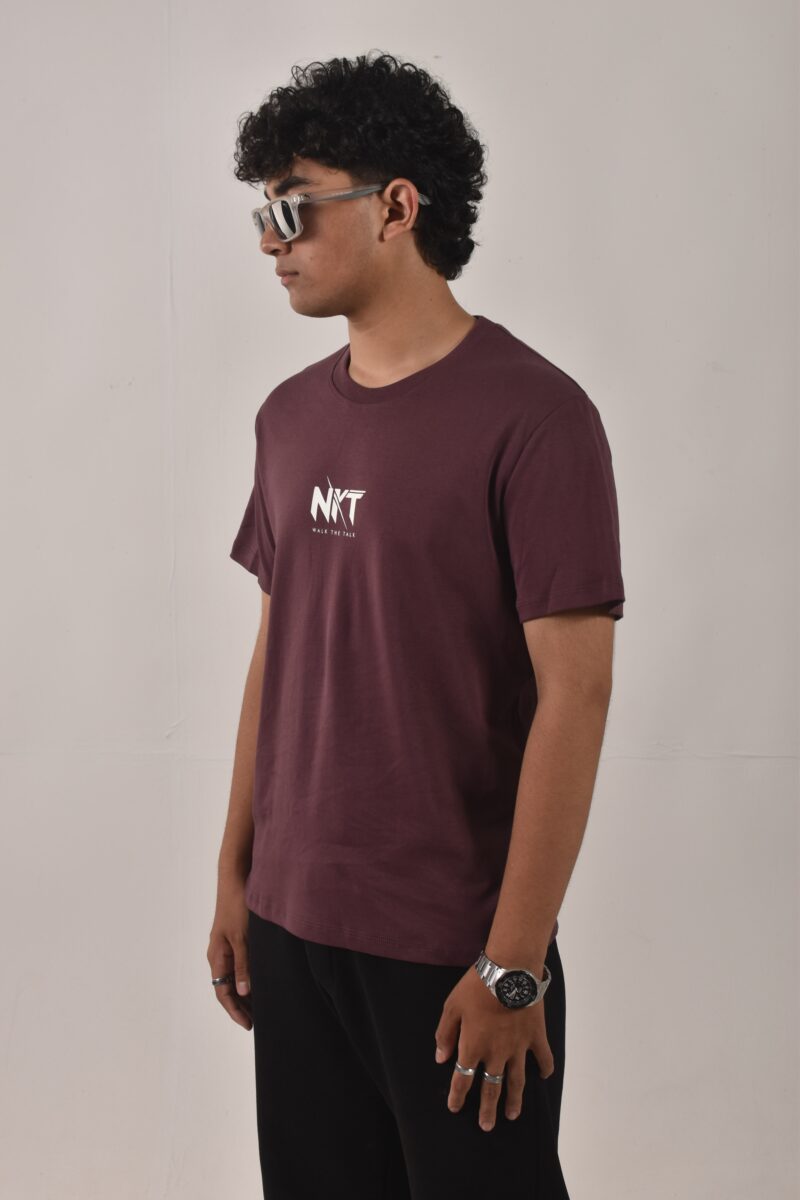 Maroon Glow  T-Shirt –  with NKT Logo on chest for Night Events | Nepal - Image 3