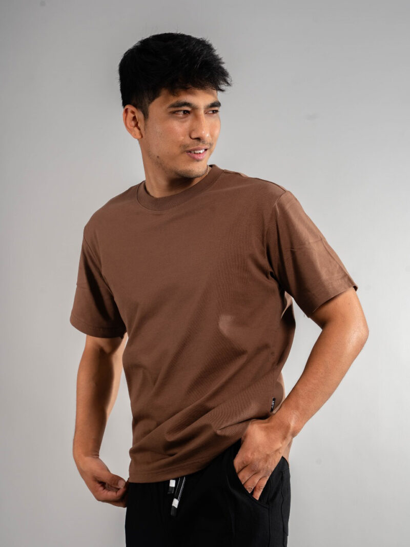 Plain Drop Shoulder Black Round Neck Short Sleeve T-shirt - Image 5