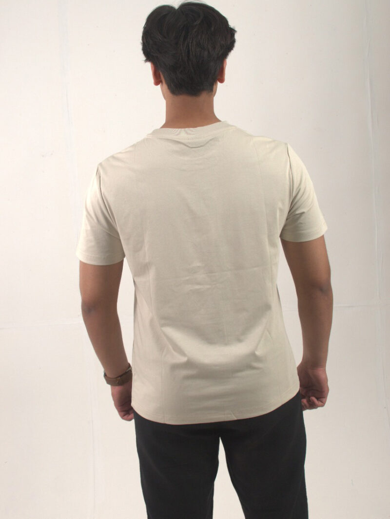 Round Neck Regular-fit Cream Crew Neck T-shirt - Image 2