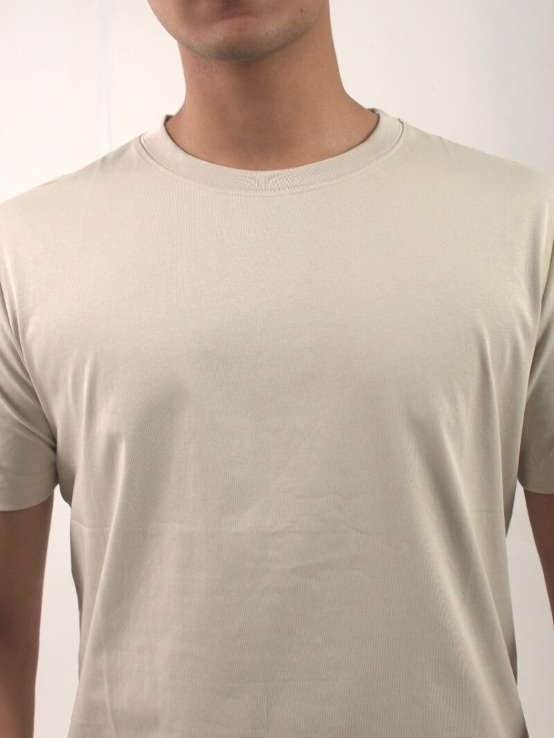 Round Neck Regular-fit Cream Crew Neck T-shirt - Image 4