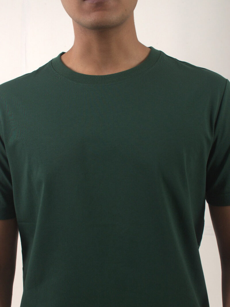 Round Neck Regular-fit Green Crew Neck T-shirt - Image 2