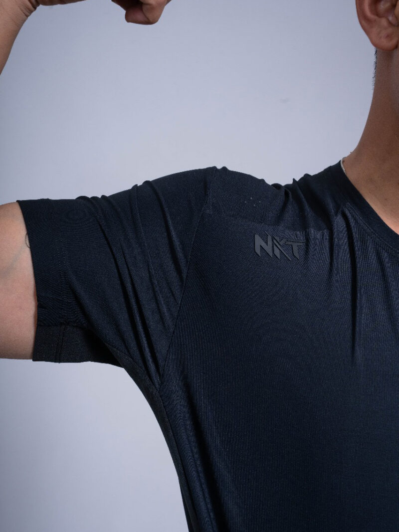 Black Regular Fit Round Neck Sports T-shirt - Image 3