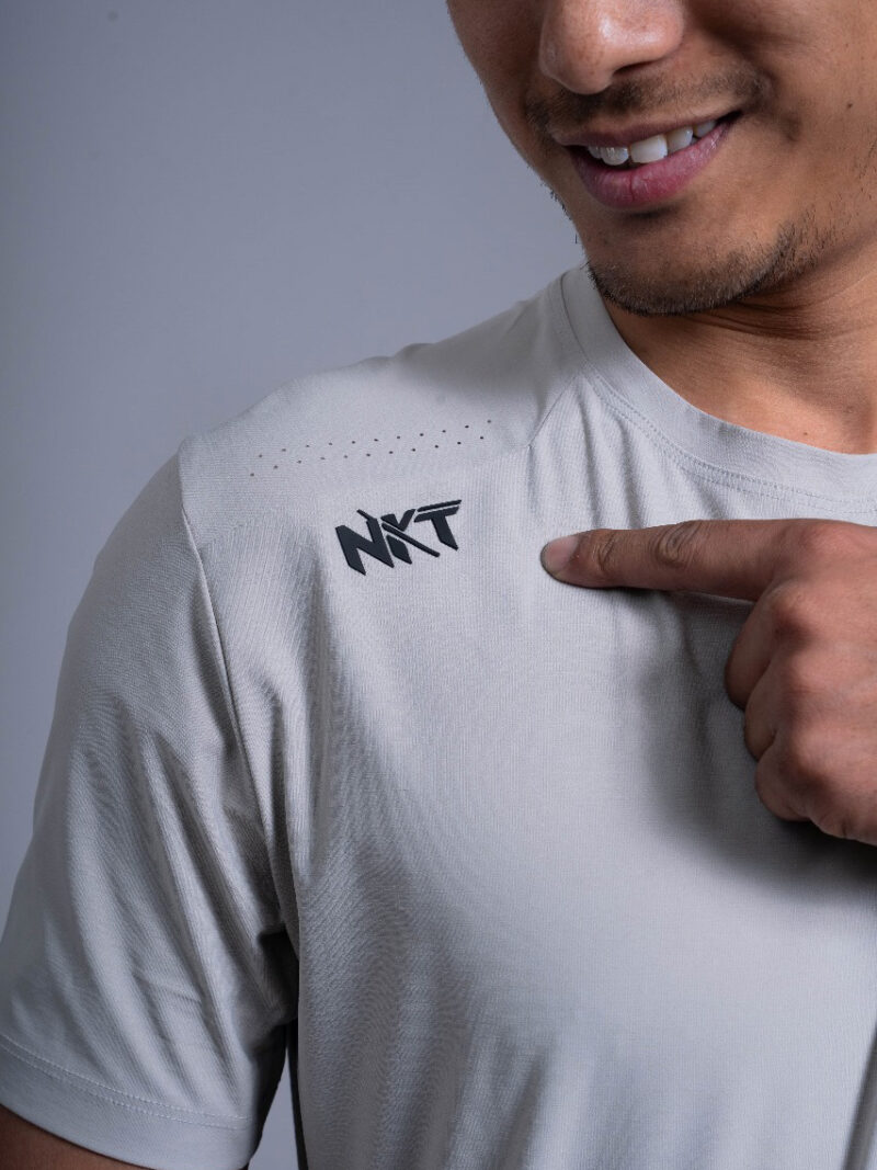 Cream Regular Fit Round Neck Sports T-shirt - Image 3