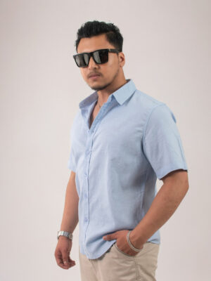Blue Short Sleeve Casual shirt