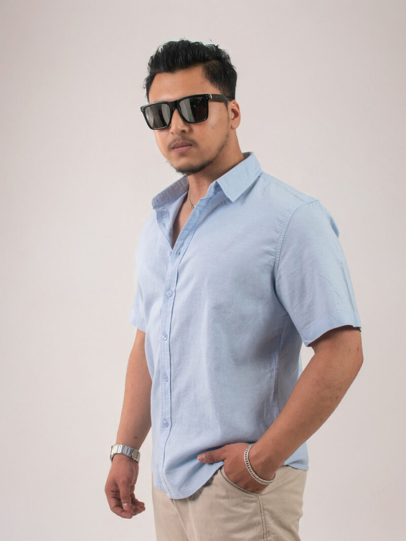 Blue Short Sleeve Casual shirt