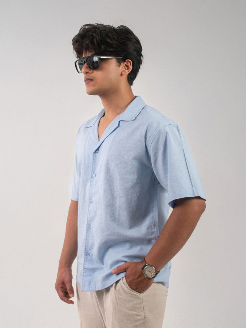 Sky Blue Short-sleeve shirt summer shirt - Image 3