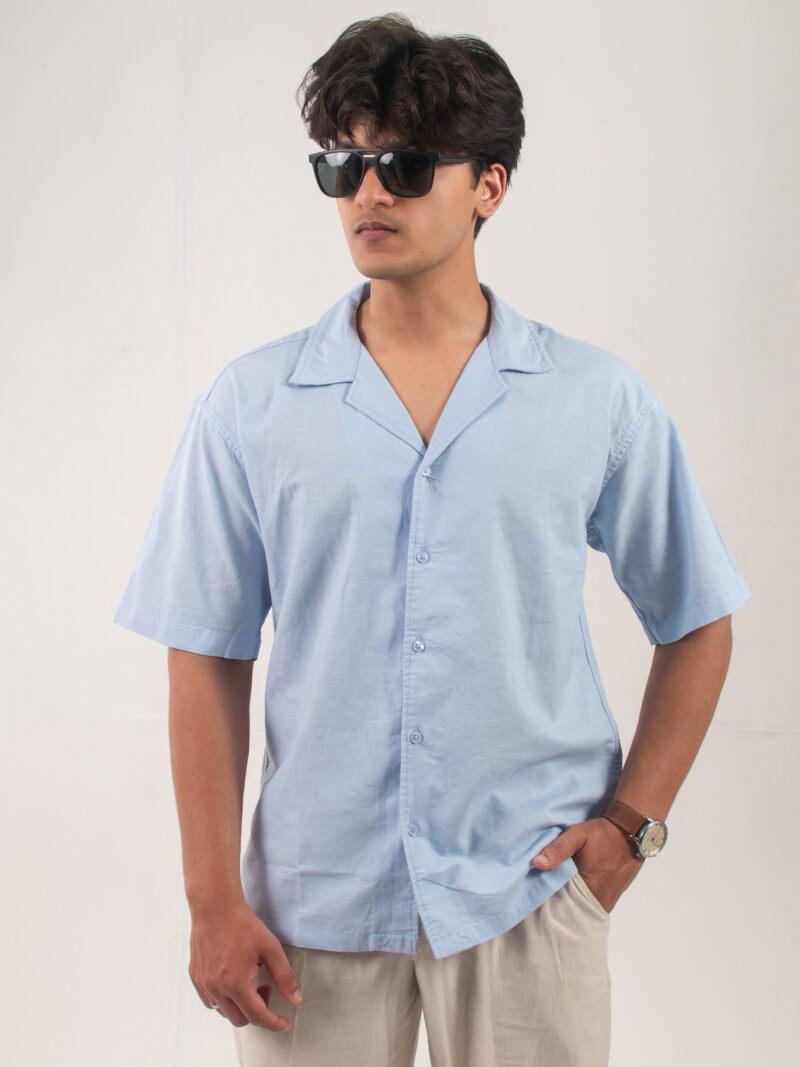 Sky Blue Short-sleeve shirt summer shirt