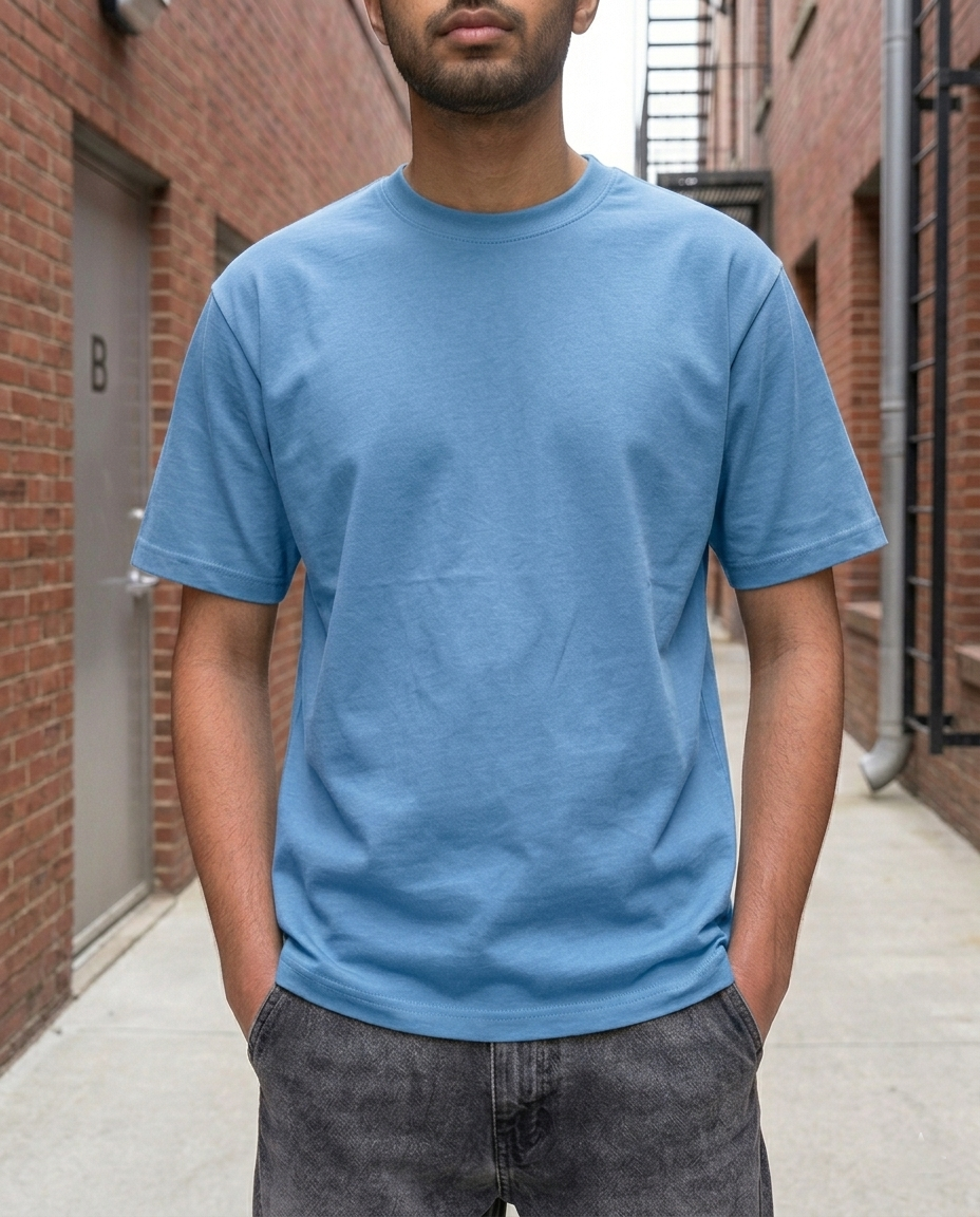 Plain Drop-Shoulder Mocha Brown Round-Neck Short-Sleeve T-shirt - Image 9
