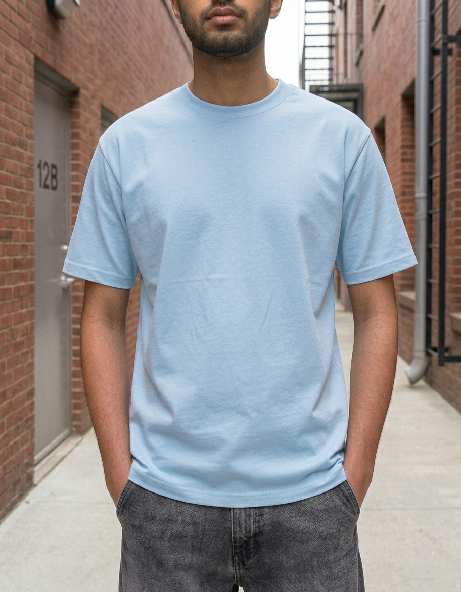 BUY Buy Light Blue T-Shirt in Nepal | Drop Shoulder Cotton Tee