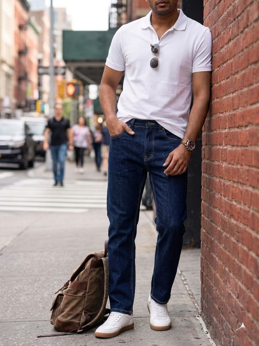 tailored straight fit Medium Blue Wash denim Jeans Pant - Image 21