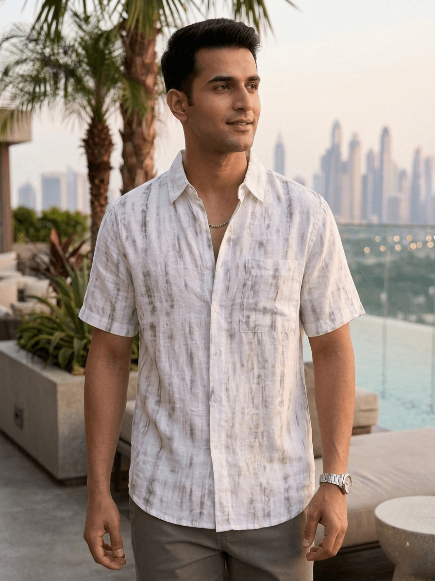 Shaded Linen Half Shirt