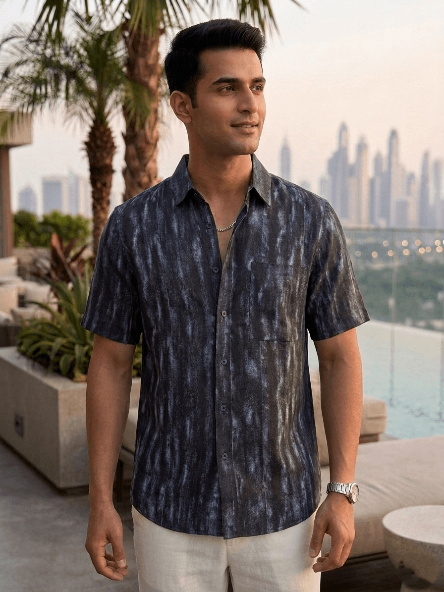Shaded Linen Half Shirt - Image 2